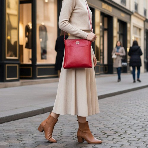 Umhängetasche rot leder - umhängetasche,