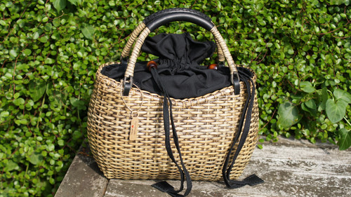 Handmade bali rattan bag round - handmade,